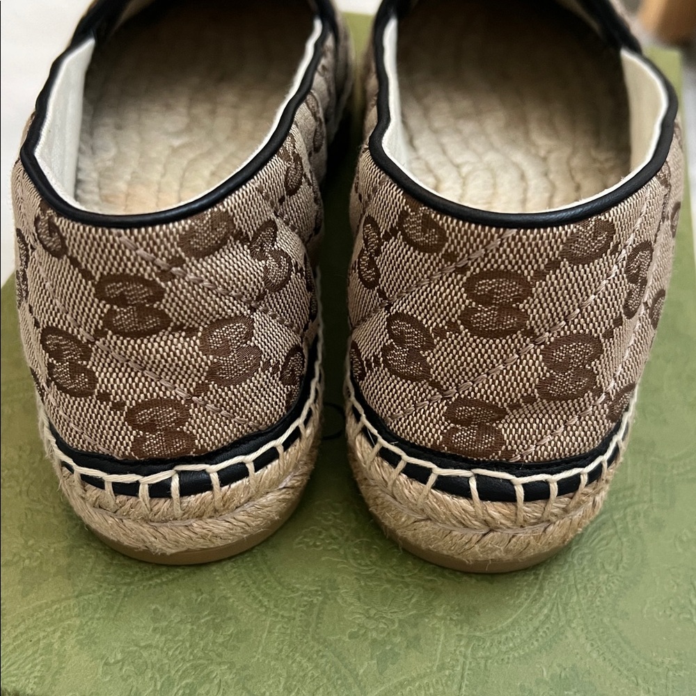 💯% Auth Gucci Women's GG Supreme Espadrille Flat  38 - Picture 9 of 10
